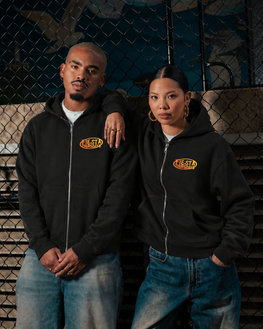 Fiesta Fleece Zip-Up Boxy Hoodie